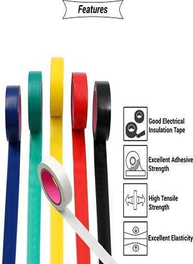 Nortek Self Adhesive PVC Insulation Electrical Tape 6-meter Tape 1.8cm x 6m x 0.125 mm Multicolor (TARASHA 6 METER, Pack of 15) - Image 5